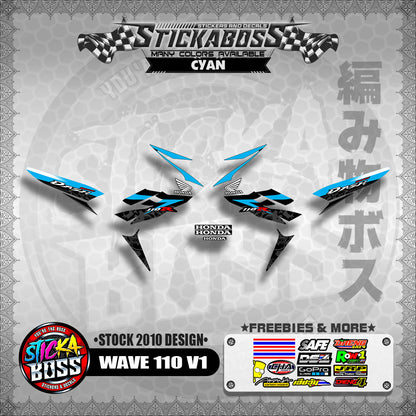 Honda Wave Dash 110r v1 Stock Decals (2010 Design)【WITH FREEBIES】 Rusi Swish Mono