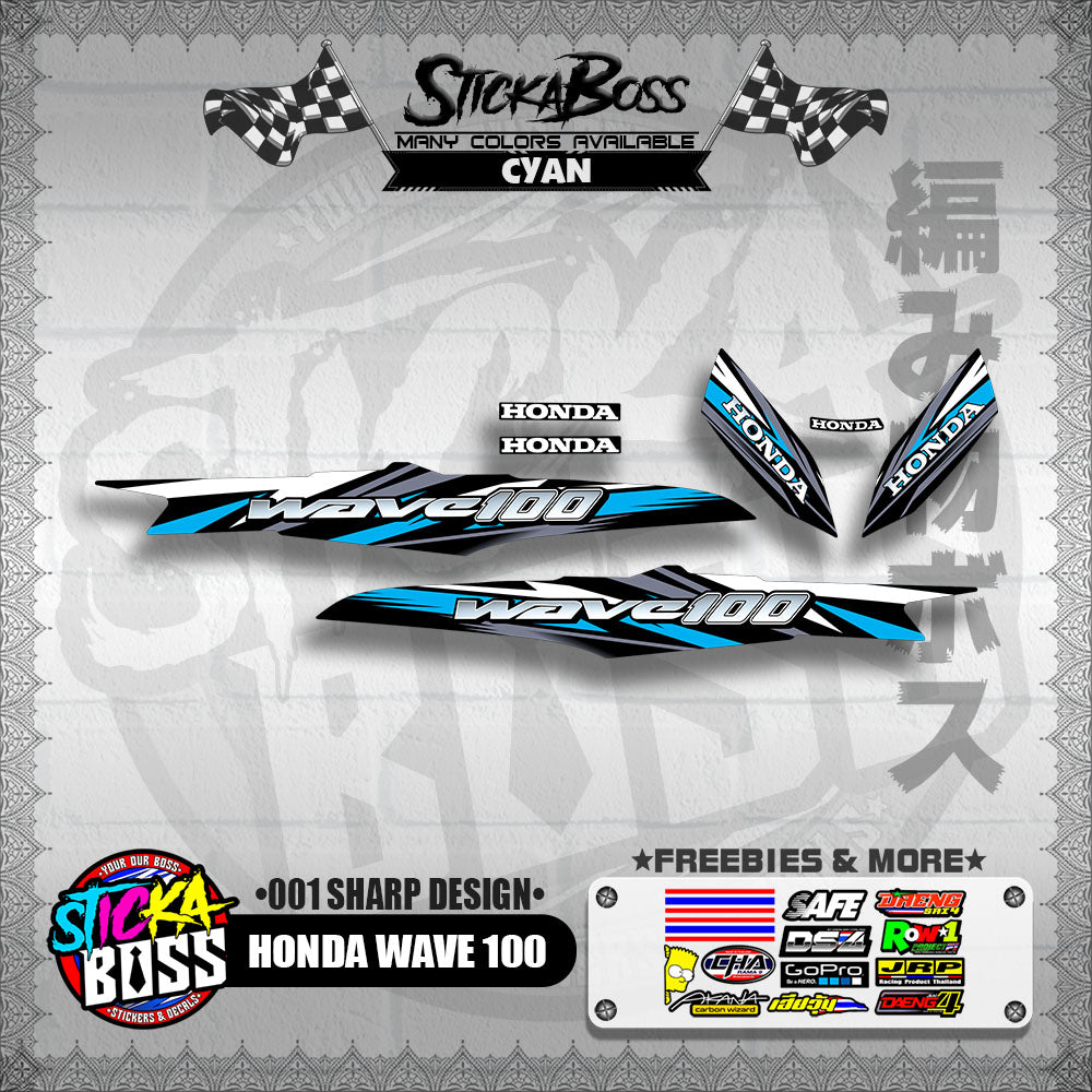 HONDA WAVE 100 DECALS ( 001 SHARP DESIGN )【WITH FREEBIES】