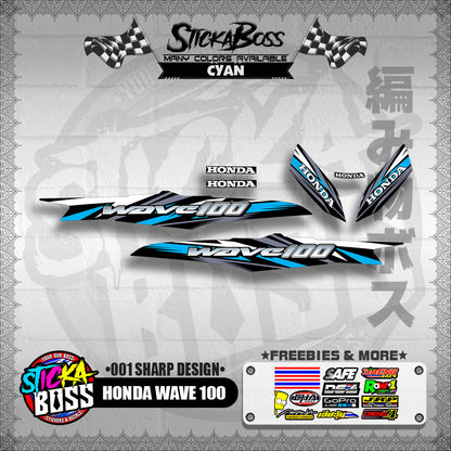 HONDA WAVE 100 DECALS ( 001 SHARP DESIGN )【WITH FREEBIES】