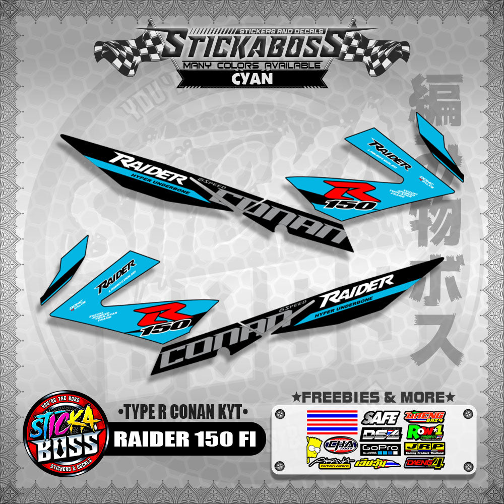 RAIDER 150 FI DECALS ( TYPE R CONAN KYT ) 【WITH FREEBIES】