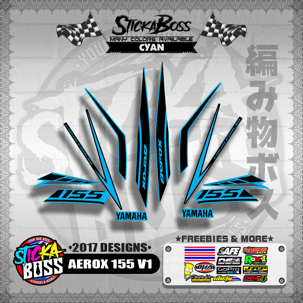 AEROX 155 V1 STOCK DECALS ( 2017 DESIGNS ) 【WITH FREEBIES】