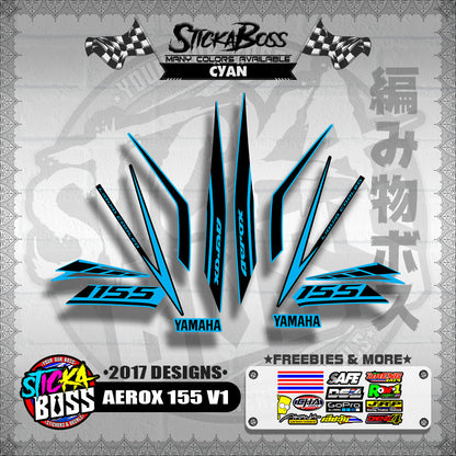 AEROX 155 V1 STOCK DECALS ( 2017 DESIGNS ) 【WITH FREEBIES】