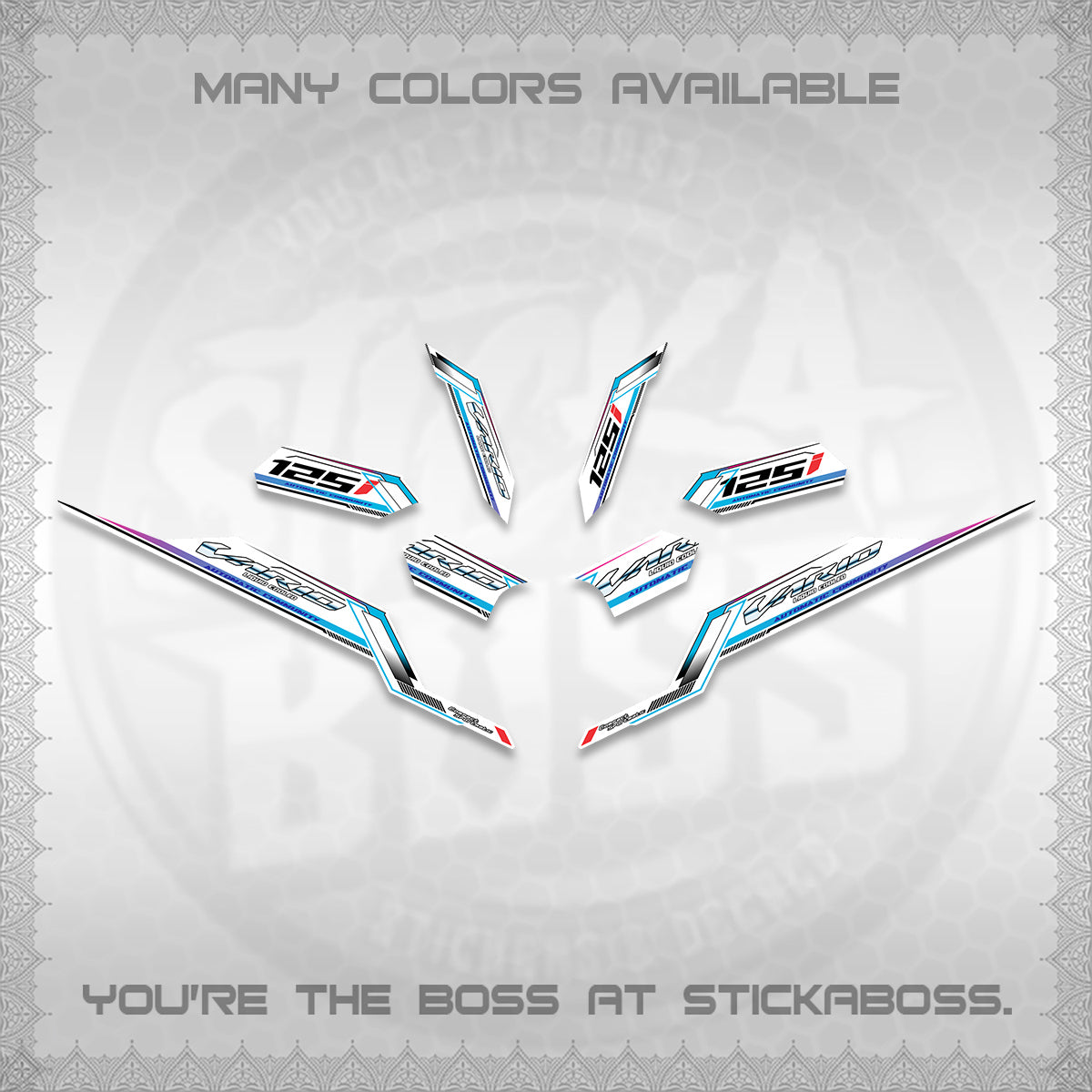 CLICK V3 VARIO STRIPING FOR WHITE DECALS (2026 SPORTS RACE DESIGN) STICKER KITS BY STICKABOSS