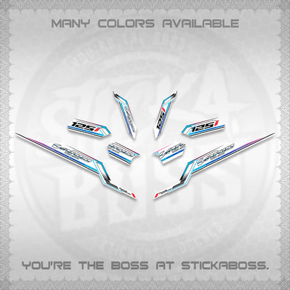 CLICK V3 VARIO STRIPING FOR WHITE DECALS (2026 SPORTS RACE DESIGN) STICKER KITS BY STICKABOSS