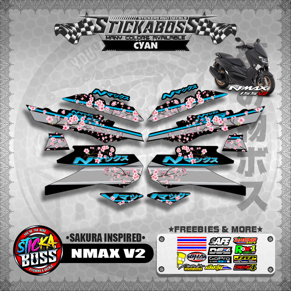 NMAX V2 STICKER DECALS ( SAKURA INSPIRED )【WITH FREEBIES】