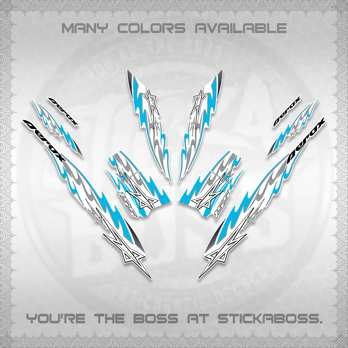 AEROX V2 INDO FOR WHITE DECALS (2026 STAR 0001 MOTIF) STICKER KITS By STICKABOSS