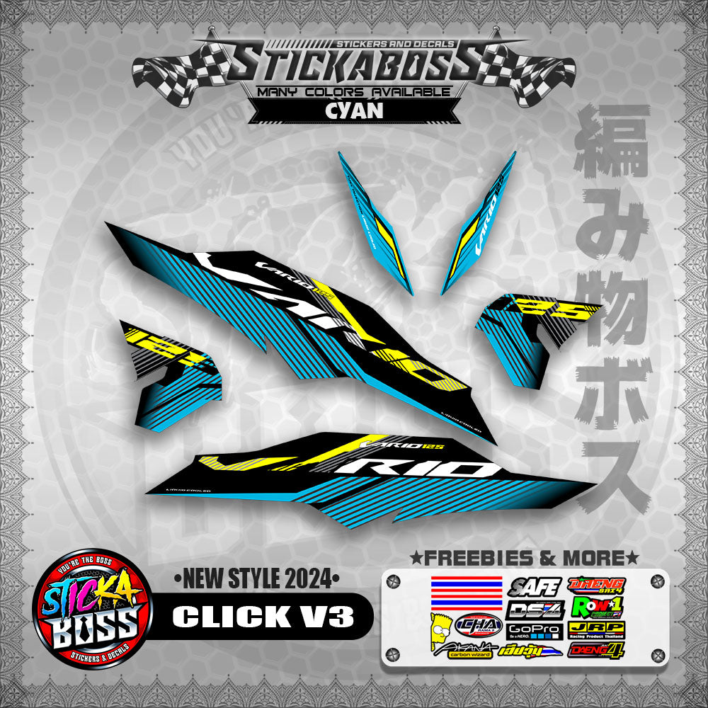 CLICK V3 MALAYSIAN CONCEPT STICKER DECALS ( NEW STYLE 2024 )【WITH FREEBIES】
