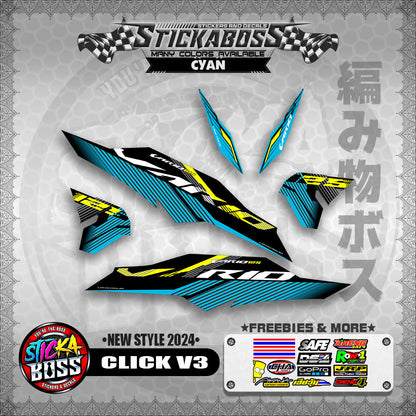 CLICK V3 MALAYSIAN CONCEPT STICKER DECALS ( NEW STYLE 2024 )【WITH FREEBIES】