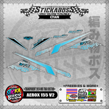 【PREMIUM UV PRINT】TRANSPARENT AEROX 155 V2 DECALS ( 2024 NVX THAI CUSTOM )【WITH FREEBIES】