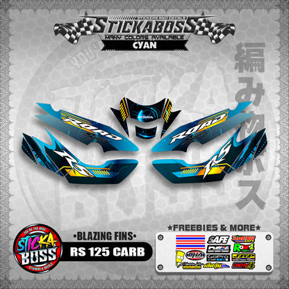RS 125 CARB STICKER DECALS ( BLAZING FINS )【WITH FREEBIES】