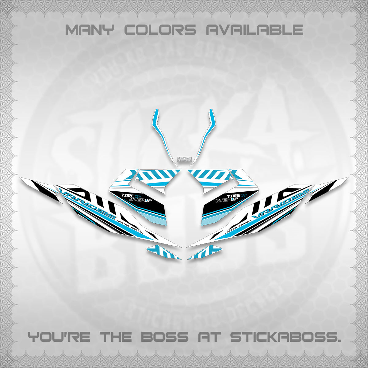 CLICK 125 V4 VARIO FOR WHITE DECALS (2026 VR0007 DESIGN) STICKER KITS By STICKABOSS