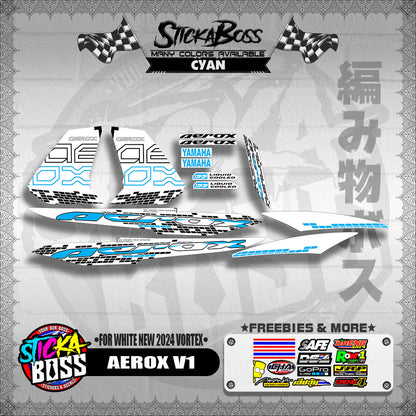 AEROX 155 V1 DECALS ( FOR WHITE NEW 2024 VORTEX )【WITH FREEBIES】