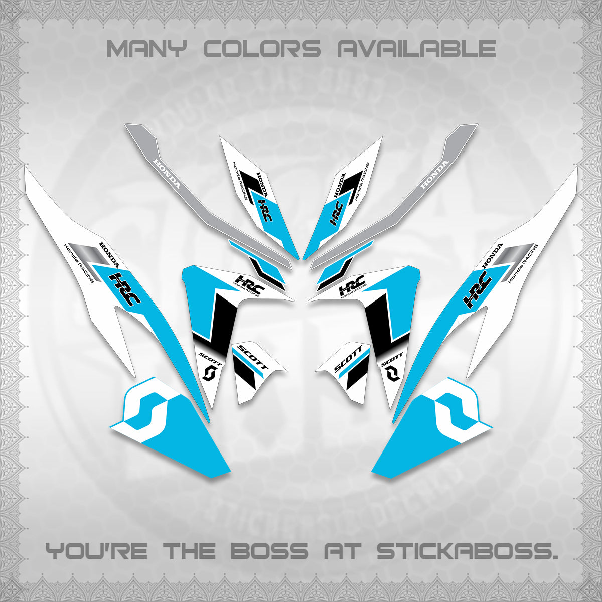 CLICK V2 FOR WHITE DECALS (SCOTTxHRC DESIGN) STICKER KITS By STICKABOSS