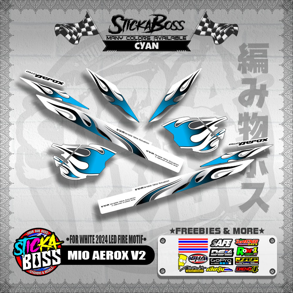 MIO AEROX V2 DECALS ( FOR WHITE 2024 LED FIRE MOTIF )【WITH FREEBIES】