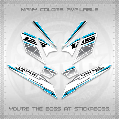 CLICK 125 V4 VARIO FOR WHITE DECALS (2026 MODERN STRIPE DESIGN) STICKER KITS BY STICKABOSS