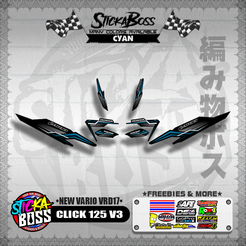 CLICK 125 V3 DECALS ( NEW VARIO VRD17 ) [PREMIUM GLOSSY LAMINATED ]【WITH FREEBIES】
