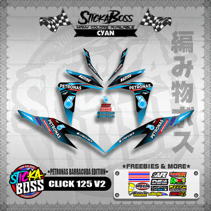CLICK 125 V2 DECALS ( PETRONAS BARRACUDA EDITION )【WITH FREEBIES】