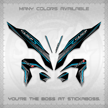 CLICK 125 V3 DECALS (2023 SIMPLE STRIPE DESIGN) STICKER DECALS By STICKABOSS