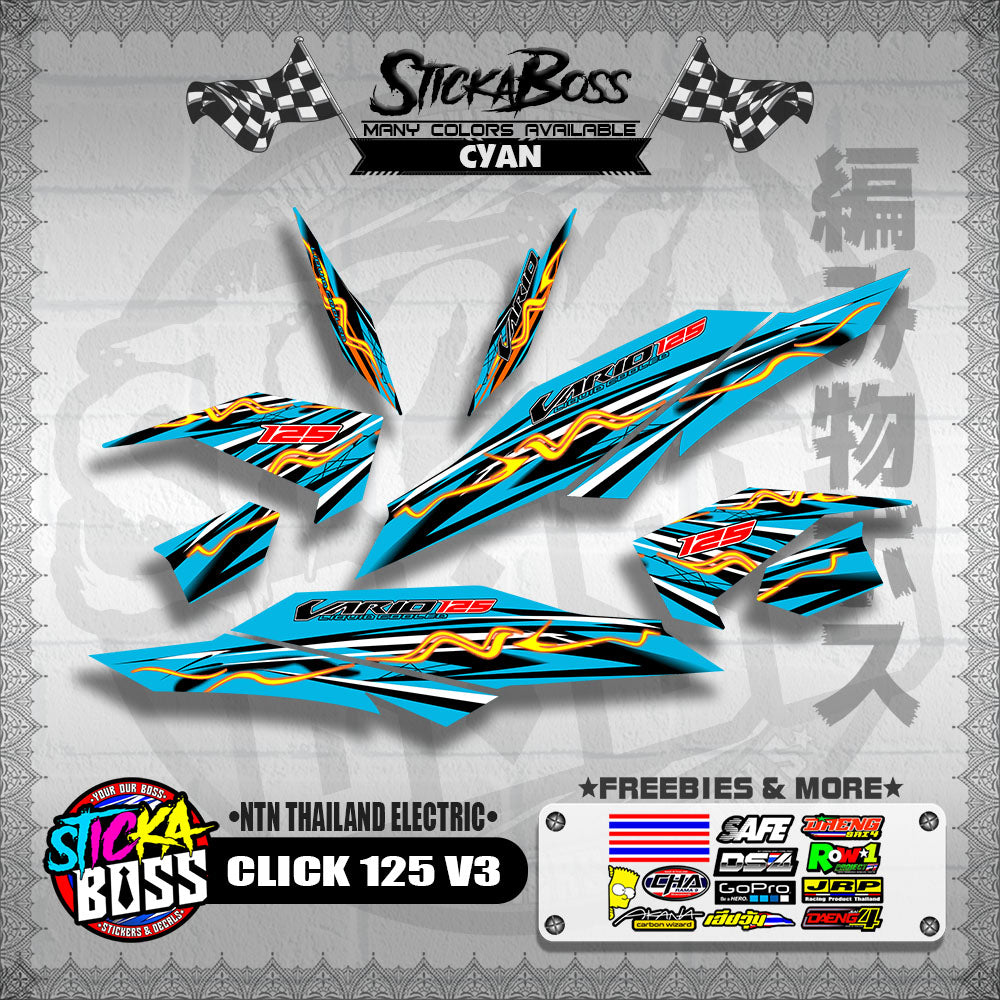 CLICK 125 V3 DECALS ( NTN THAILAND ELECTRIC )【WITH FREEBIES】
