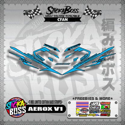 AEROX V1 DECALS ( NVX LIMITED EDITION RACE STRIPES )【WITH FREEBIES】