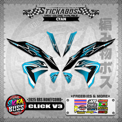 CLICK V3 INDO STICKER DECALS ( 2025 RRS HONEYCOMB )【WITH FREEBIES】