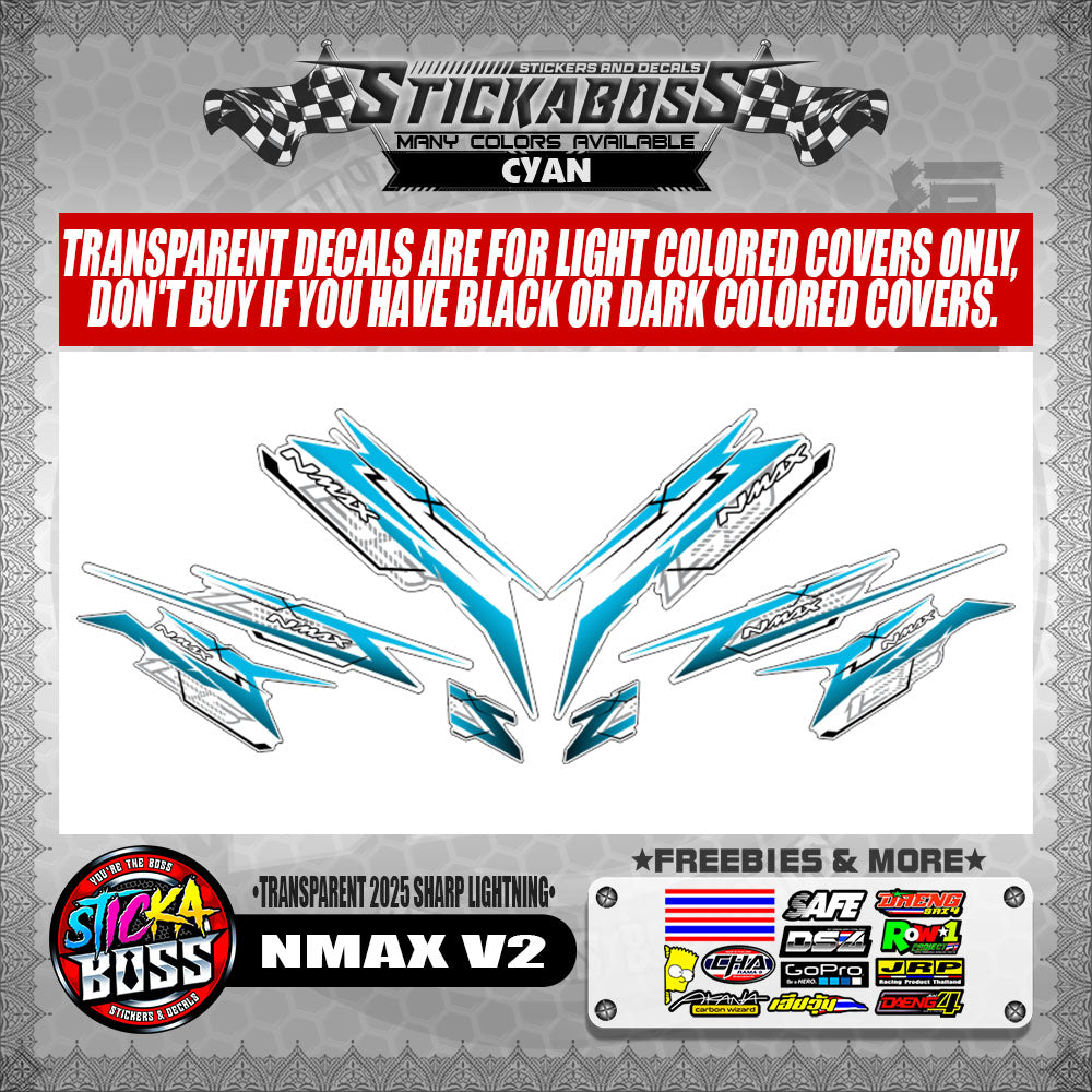 NMAX V2 INDO STICKER DECALS ( TRANSPARENT 2025 SHARP LIGHTNING )【WITH FREEBIES】