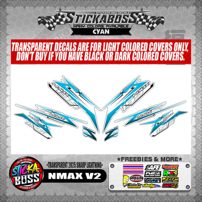 NMAX V2 INDO STICKER DECALS ( TRANSPARENT 2025 SHARP LIGHTNING )【WITH FREEBIES】