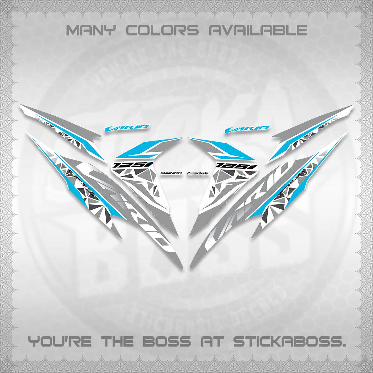 CLICK 125 V2 VARIO FOR WHITE DECALS (2018–2022 STYLE DESIGN) STICKER DECALS BY STICKABOSS
