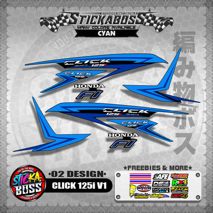 CLICK 125I V1 STOCK DECALS ( 02 DESIGN )【WITH FREEBIES】