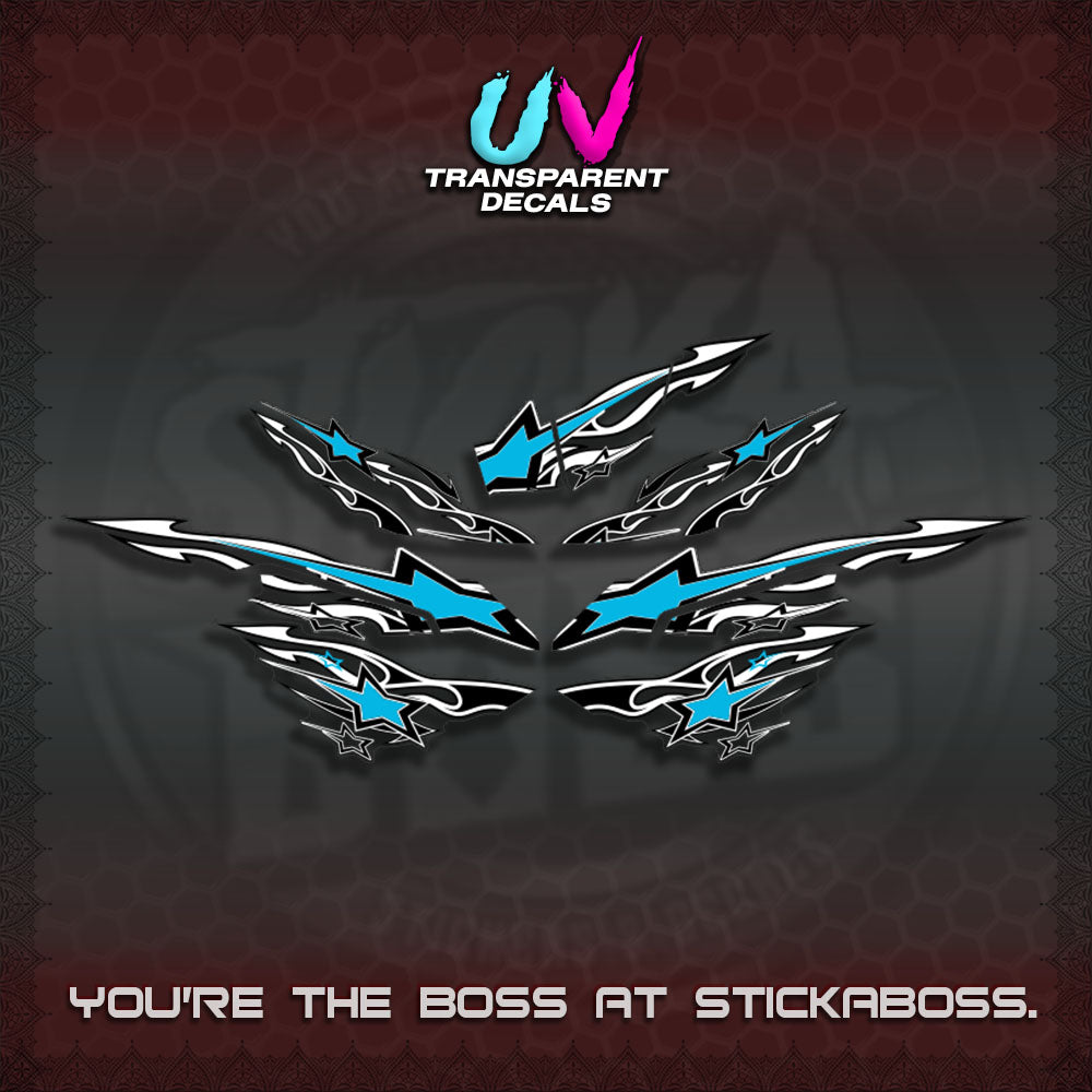 AEROX  V3 INDO UV TRANSPARENT DECALS(0005 RISING STAR)STICKER DECALS By STICKABOSS