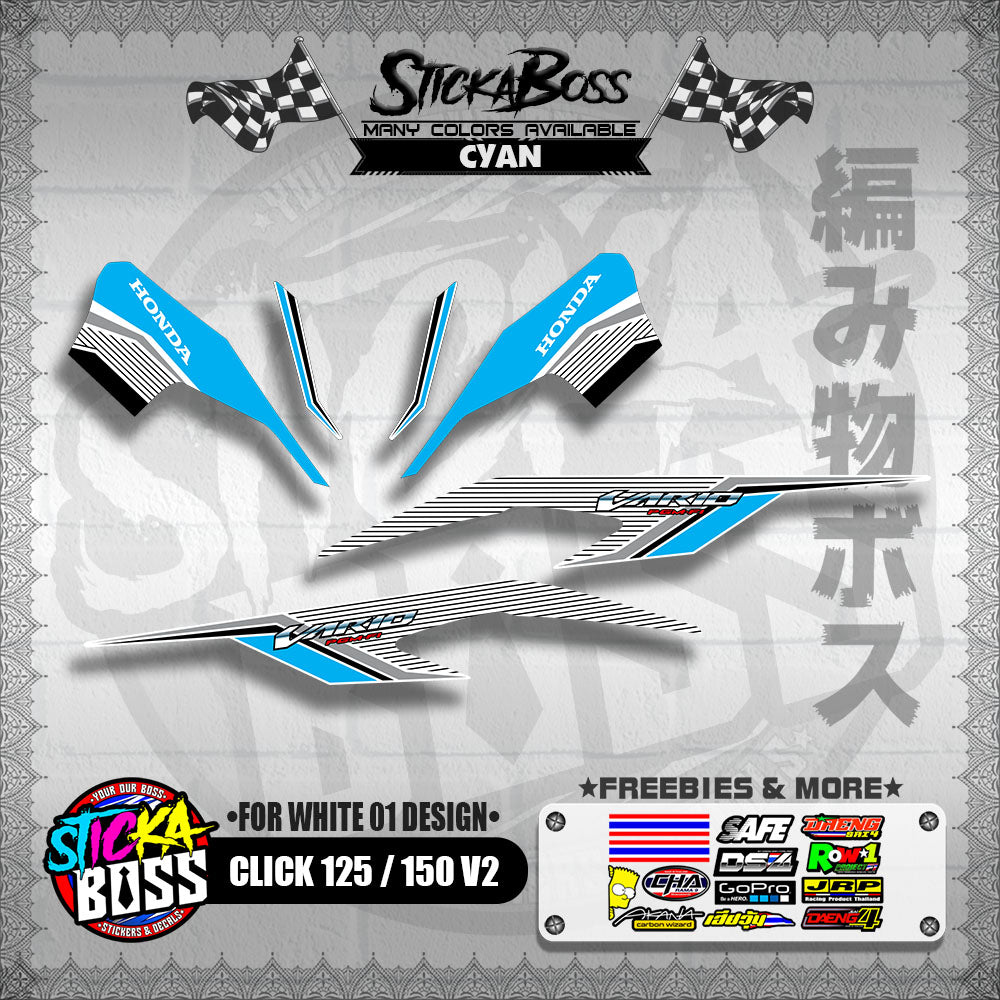 CLICK 125 / 150 V2 DECALS ( FOR WHITE 01 DESIGN )【WITH FREEBIES】