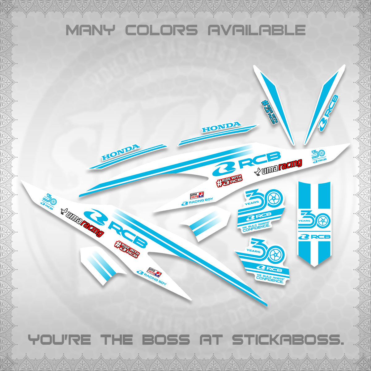 CLICK 125 V2 FOR WHITE DECALS (2026 30TH ANNIVERSARY RACING DESIGN) STICKER DECALS BY STICKABOSS