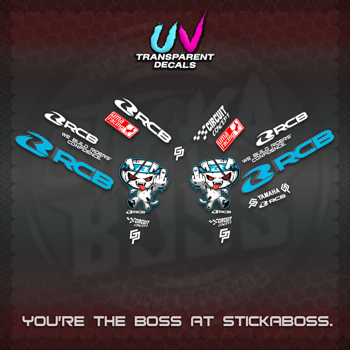 AEROX V2 UV TRANSPARENT DECALS (2026 RACE ZOMBIE DESIGN)STICKER DECALS By STICKABOSS