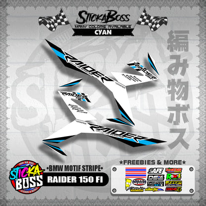 RAIDER 150 FI DECALS ( BMW MOTIF STRIPES )[ PREMIUM GLOSSY LAMINATED ]【WITH FREEBIES】