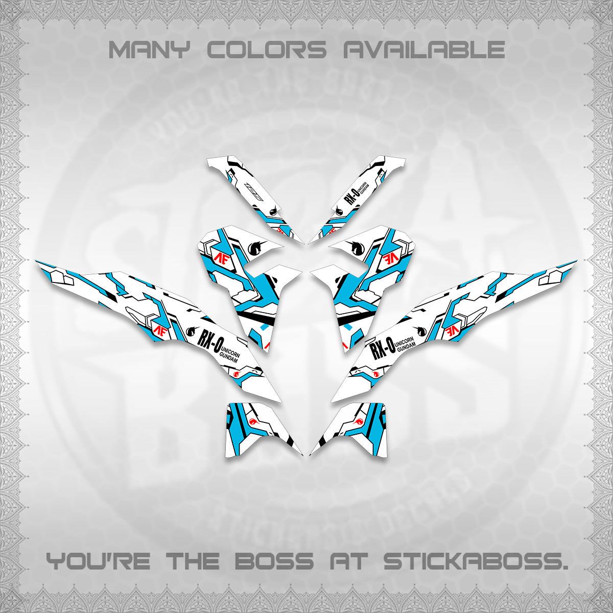 CLICK V3 VARIO FOR WHITE DECALS (UNICORN GUNDAM DESIGN) STICKER DECALS By STICKABOSS