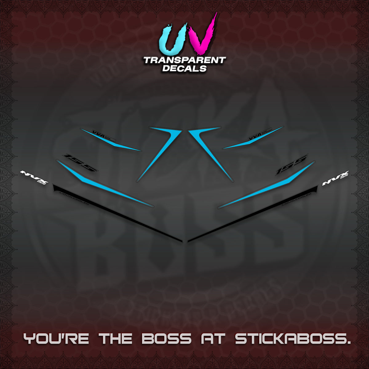 AEROX 155 V2 UV TRANSPARENT DECALS (2026 NVX MINIMALIST 01) STICKER KITS BY STICKABOSS