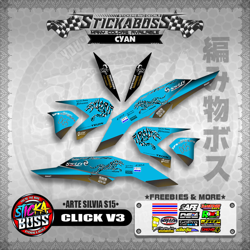 CLICK V3 STICKER DECALS ( ARTE SILVIA S15 )【WITH FREEBIES】
