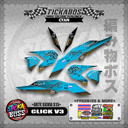 CLICK V3 STICKER DECALS ( ARTE SILVIA S15 )【WITH FREEBIES】