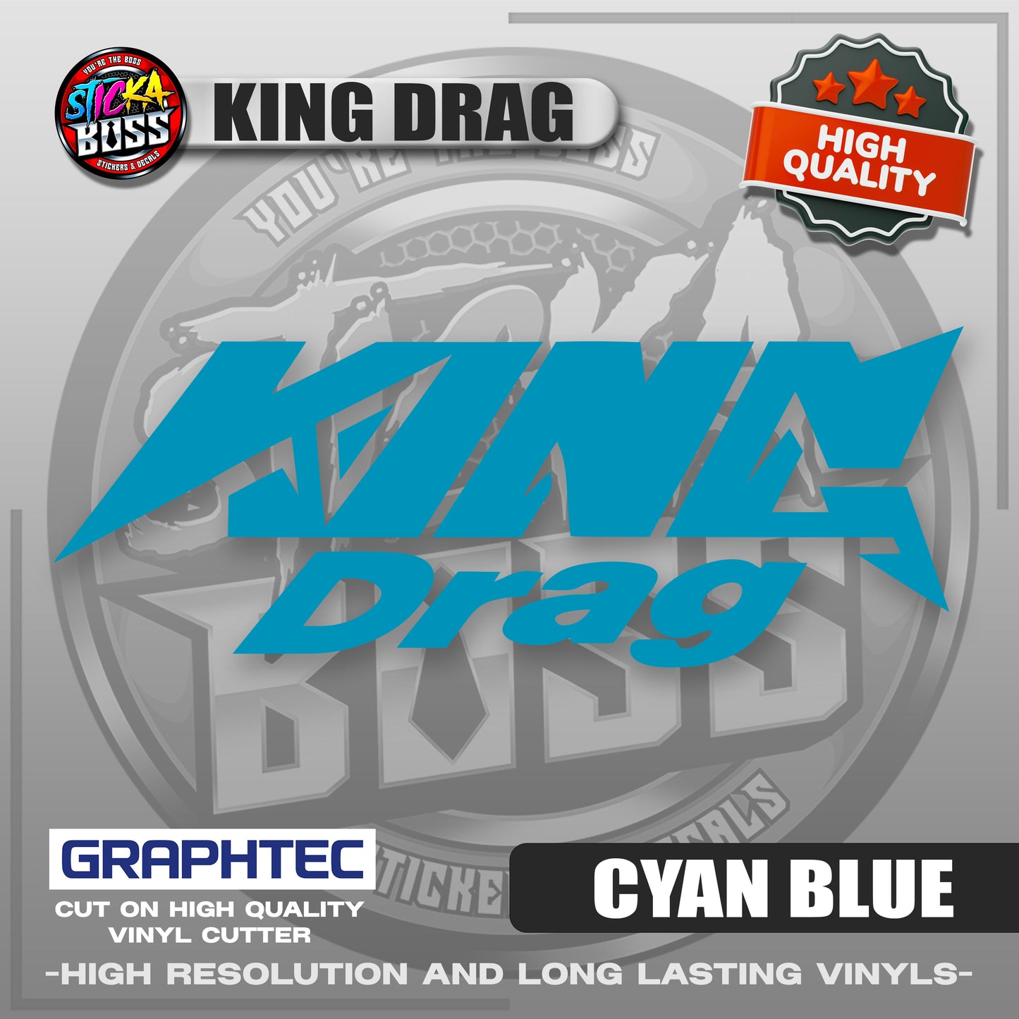 KING DRAG | VINYL WATERPROOF CUT-OUT STICKER DECALS【Stickaboss】