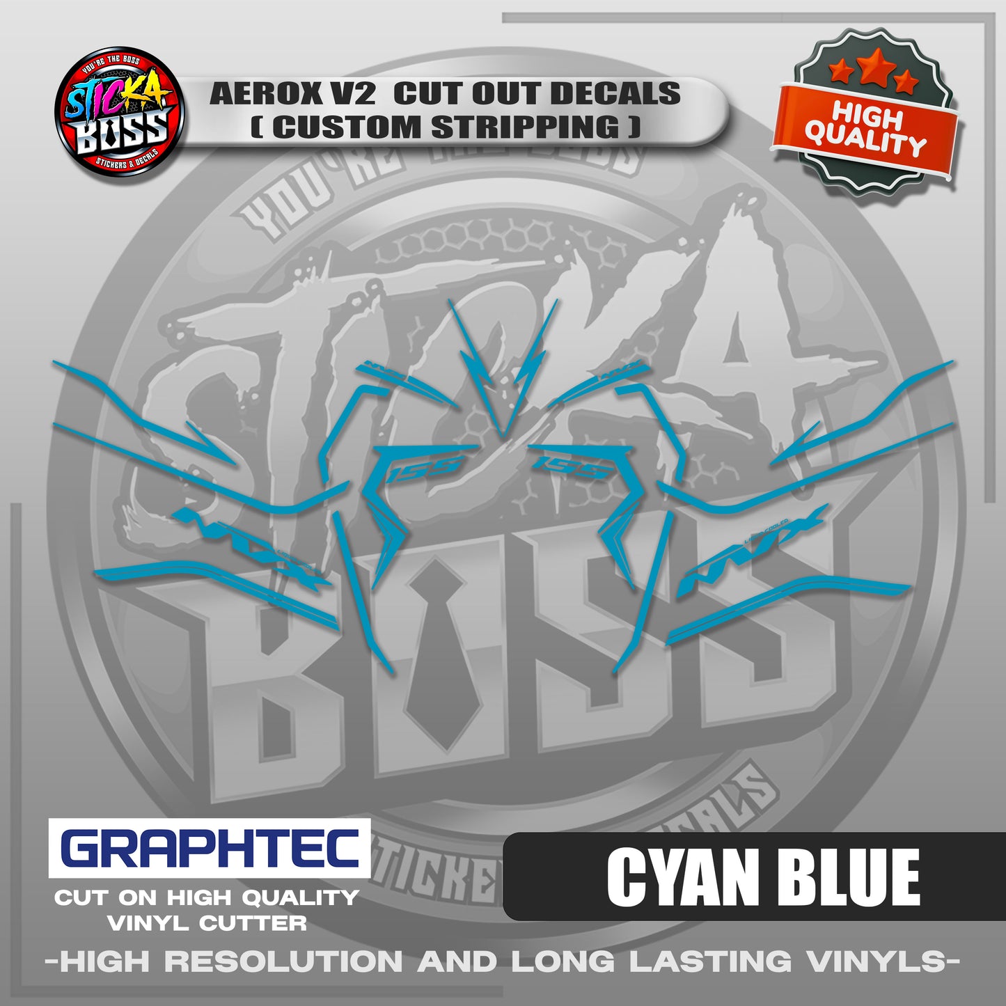AEROX V2 CUT OUT DECALS ( CUSTOM STRIPPING ) | VINYL WATERPROOF CUT-OUT STICKER DECALS