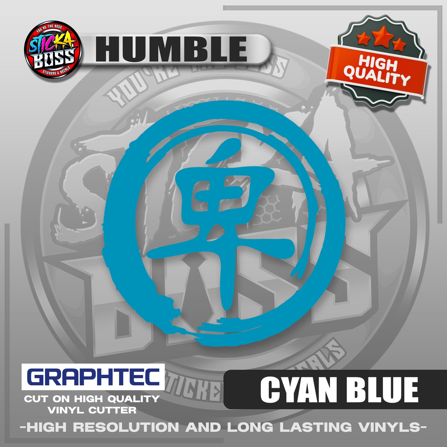 HUMBLE - JAPANESE KANJI SYMBOL | VINYL WATERPROOF CUT-OUT STICKER DECALS【Stickaboss】