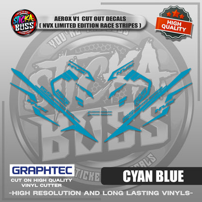 AEROX V1 CUT OUT DECALS ( NVX LIMITED EDITION RACE STRIPES ) | VINYL WATERPROOF CUT-OUT DECALS