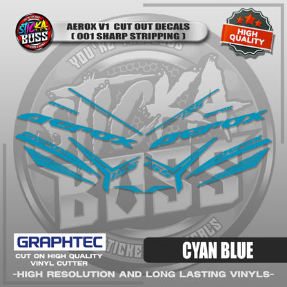 AEROX V1 CUT OUT DECALS ( 001 SHARP STRIPPING ) | VINYL WATERPROOF CUT-OUT STICKER DECALS