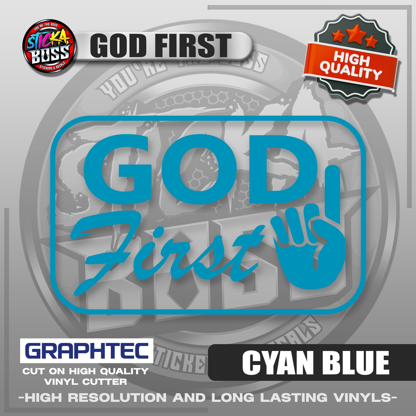 GOD FIRST | VINYL WATERPROOF CUT-OUT STICKER DECALS【Stickaboss】