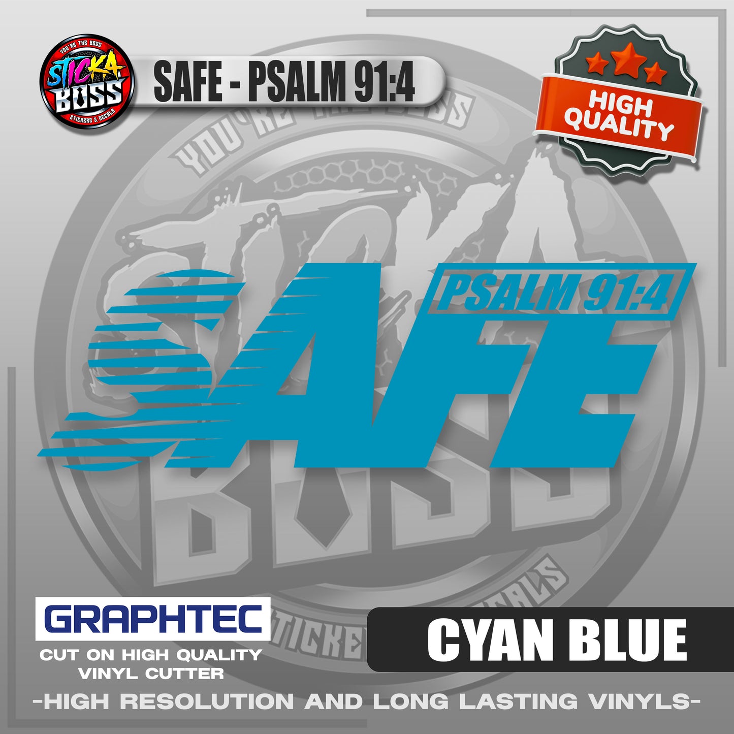SAFE - PSALM 91:4 | VINYL WATERPROOF CUT-OUT STICKER DECALS【Stickaboss】