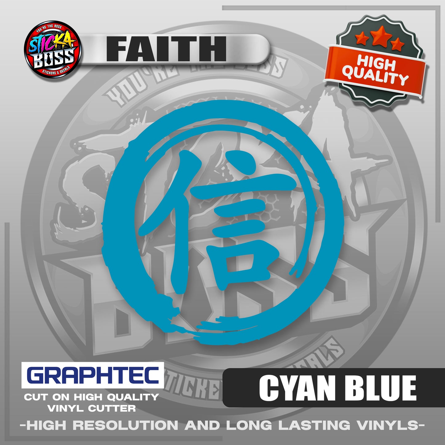 FAITH - JAPANESE KANJI SYMBOL | VINYL WATERPROOF CUT-OUT STICKER DECALS【Stickaboss】
