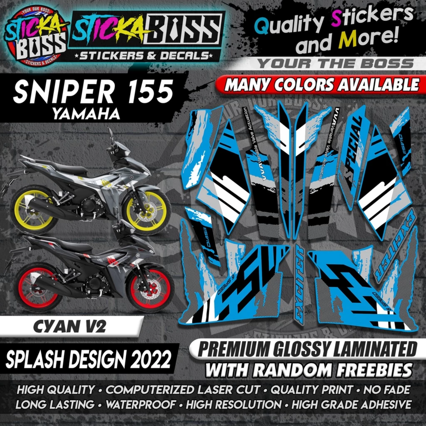 Sniper 155 NEW STOCK DECALS (SPLASH DESIGN 2022) MALAYSIAN CONCEPT【WITH FREEBIES】