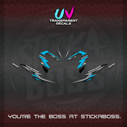 CLICK 125 V4 VARIO UV TRANSPARENT DECALS (2026 VR0006 DESIGN) STICKER KITS BY STICKABOSS