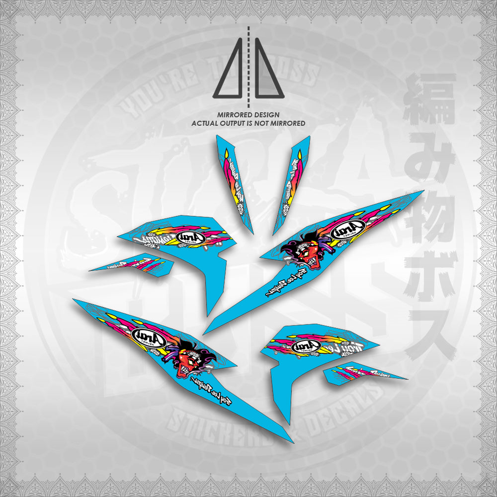 STICKER DECALS for BEAT FI V3 (ARAI APACHE STRIPPING) By STICKABOSS (SOFIE LAMINATED WATERPROOF)