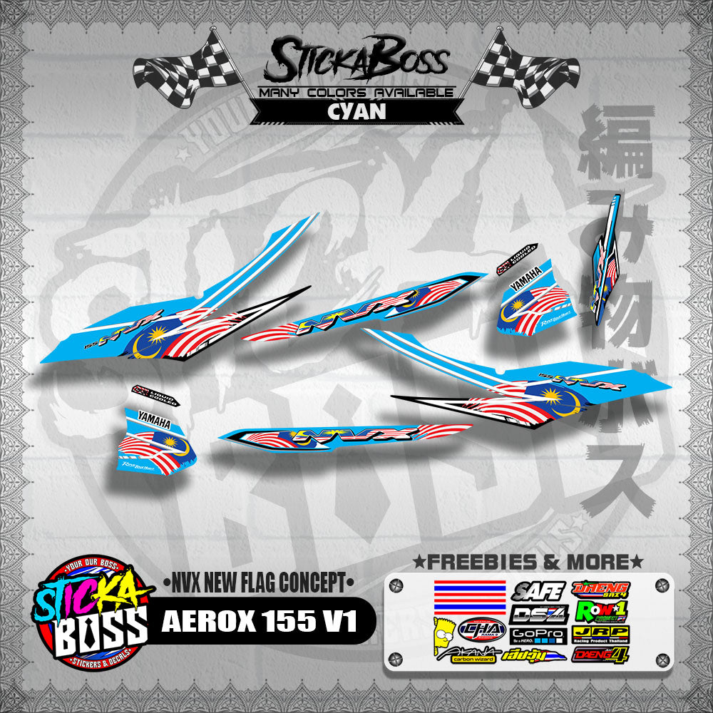 AEROX 155 V1 MALAYSIAN DECALS ( NVX NEW FLAG CONCEPT )【WITH FREEBIES】